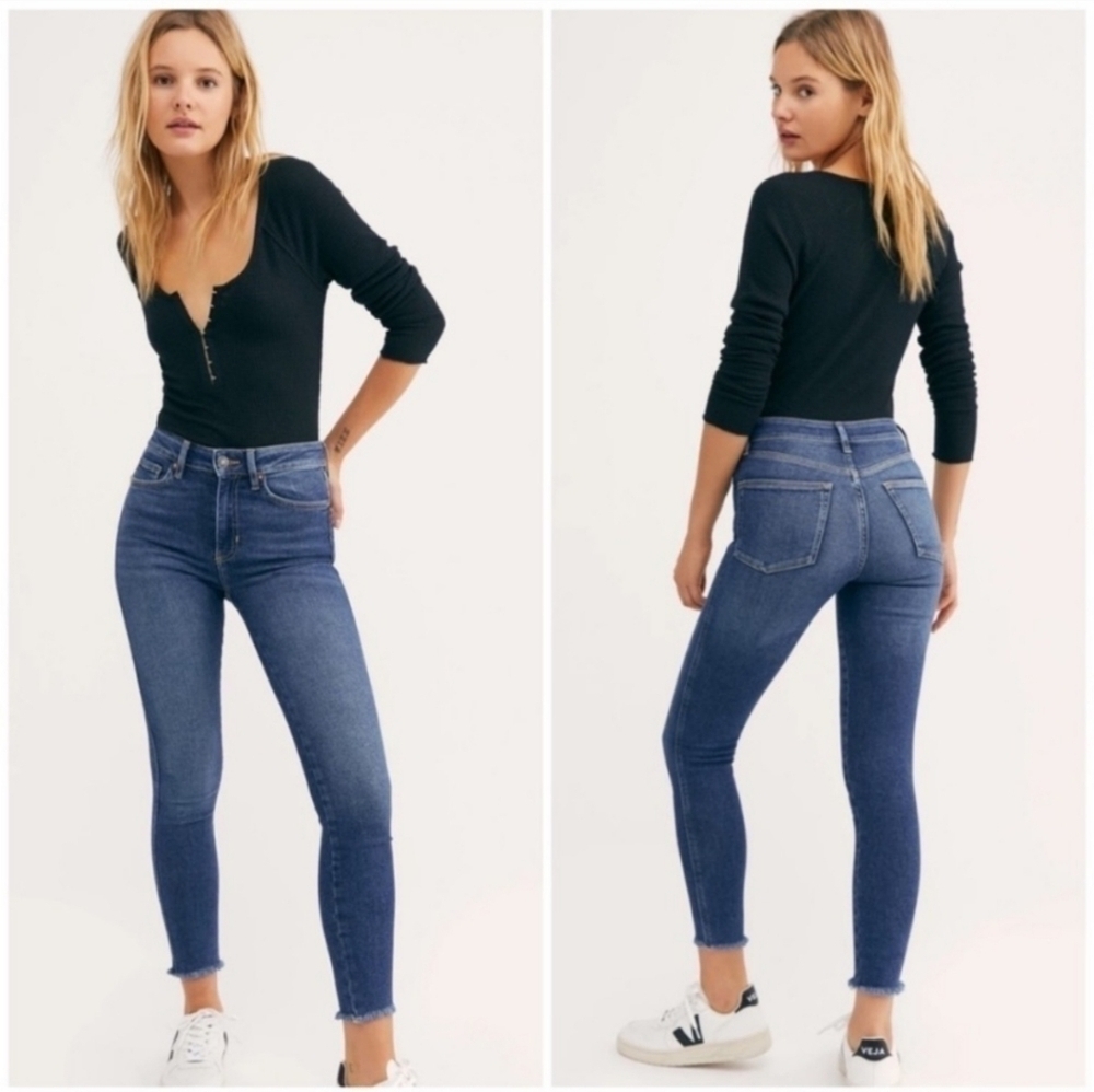 Free People We The Free High Rise Jeans Raw Frayed Hem
